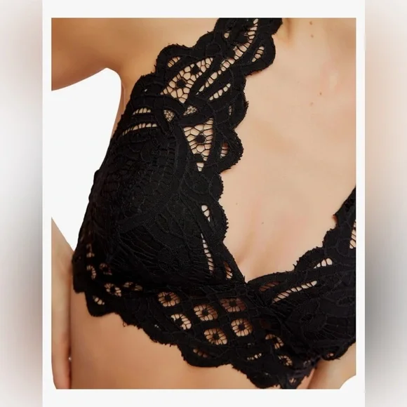 🔥SALE🔥 Free People Adella Halter Bra Black Lace Small - Picture 6 of 12